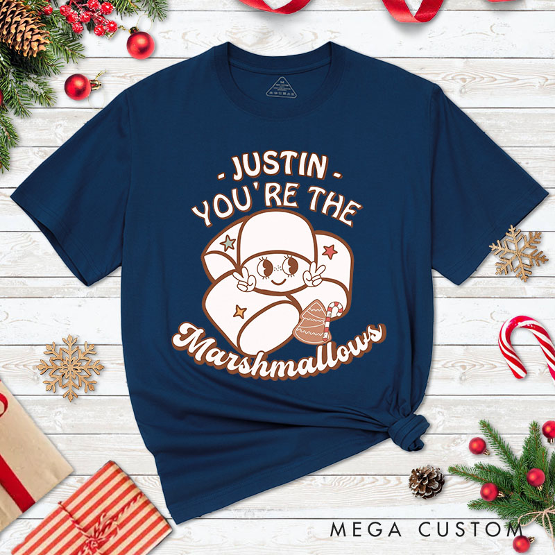 Personalized Couple You’re the Marshmallows Christmas T-Shirt Couple To My Hot Cocoa Matching Shirt for Husband Wife Boyfriend Girlfriend Tee Tops