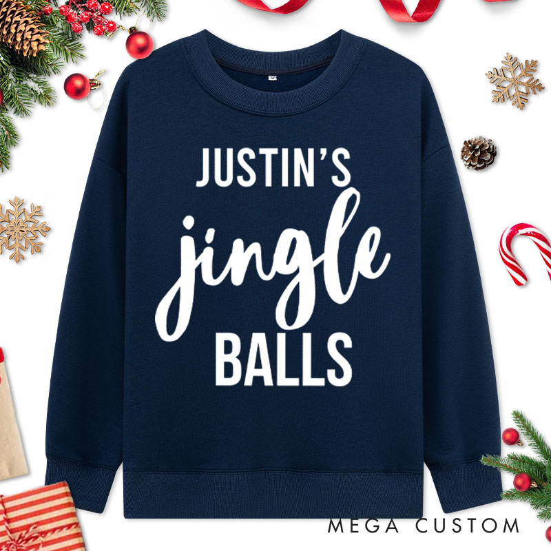 Personalized Couple Minimalist Jingle Balls and Tinsel Tits Christmas Sweatshirt Couple Xmas Matching Sweatshirt for Husband Wife Boyfriend Girlfriend