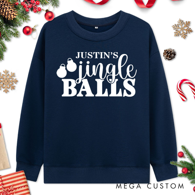 Personalized Couple Jingle Balls and Tinsel Tits with Christmas Balls Sweatshirt Couple Xmas Matching Sweatshirt for Husband Wife Boyfriend Girlfriend