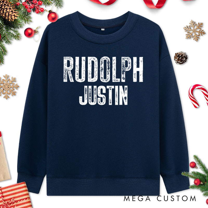 Personalized Couple Retro Rudolph and Most Likely to Try to Ride Rudolph Christmas Sweatshirt Xmas Sweatshirt for Husband Wife Boyfriend Girlfriend