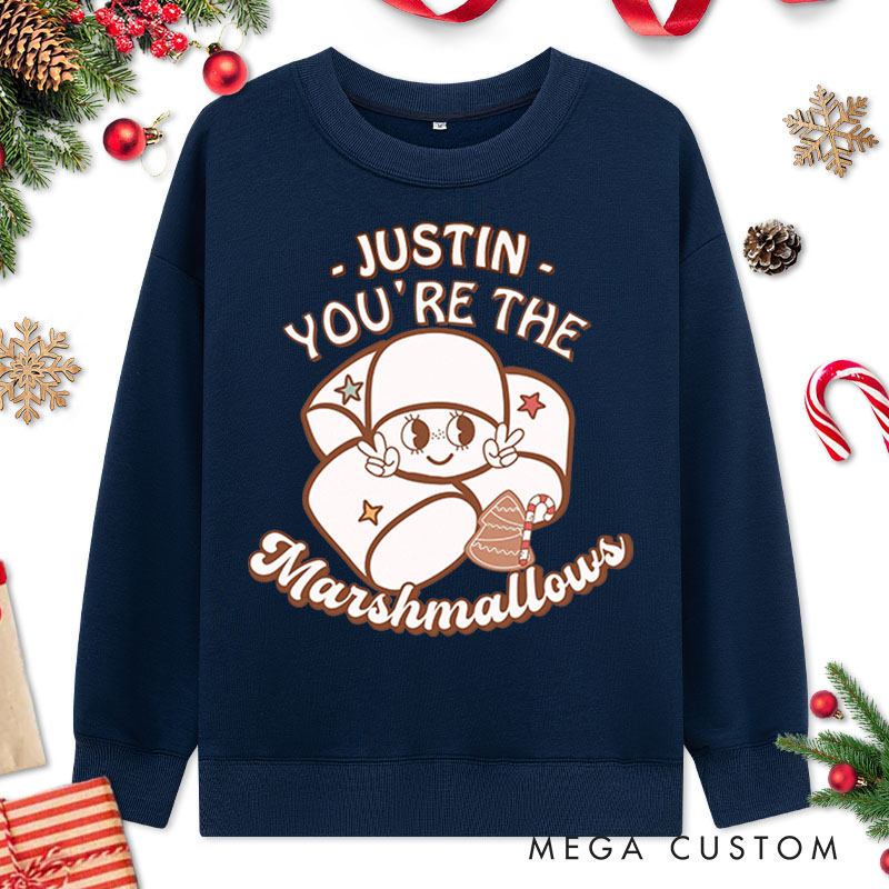 Personalized Couple You're the Marshmallows To My Hot Cocoa Xmas Sweatshirt Couple Christmas Matching Sweatshirt for Husband Wife Boyfriend Girlfriend