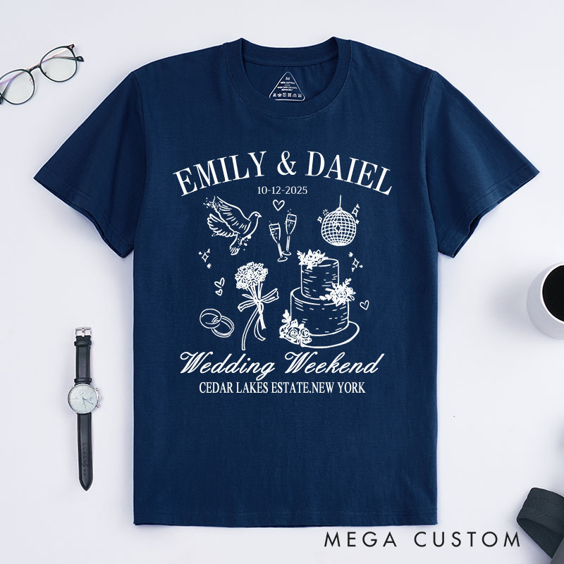 Personalized Wedding Weekend T-Shirt Groom Wedding Memorial T-Shirt Wedding Party Gift Shirt For Men Gift For Groom