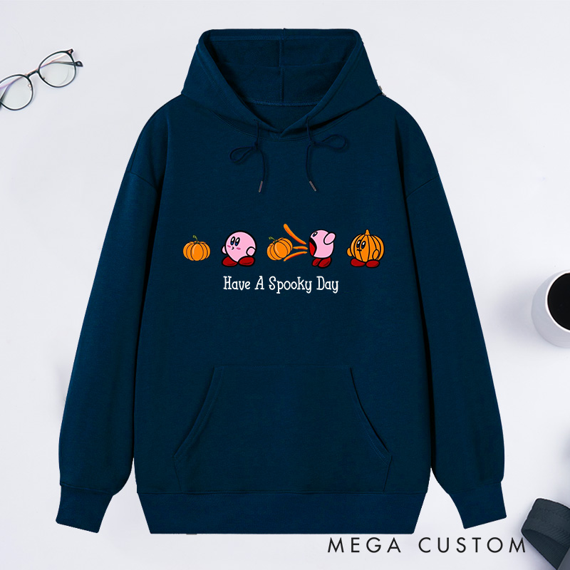 Personalized Hoodie Have a Spooky Day Design Cute Pumpkin and Character Theme Halloween Housewarming Gift Available in Multiple Colors and Sizes