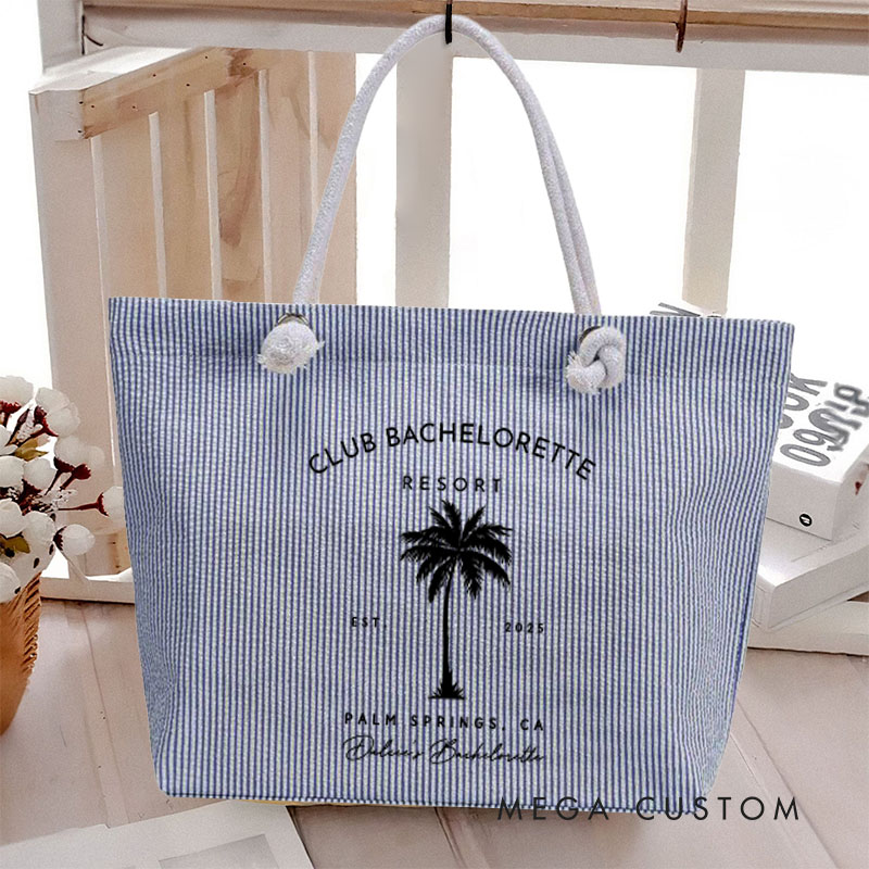 Personalized Palm Tree Club Bachelorette Party Tote Bag Bridesmaid Tote Bag Wedding Day Gift from Bride