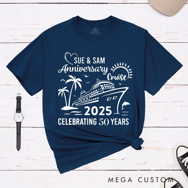 Personalized Couple 50th Anniversary T-Shirt Couple Cruise Anniversary Shirts Anniversary Gift T-Shirts for Husband Wife
