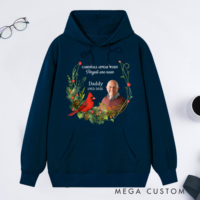 Personalized In Memory Memorial Hoodie Custom Photo Name Year Cardinal Keepsake Gift