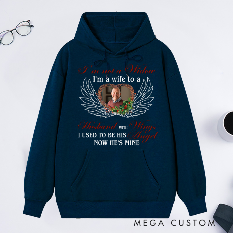 Personalized Memorial Photo Hoodie I'm A Wife To A Husband With Wings Shirt Condolence Gift Sweatshirt 