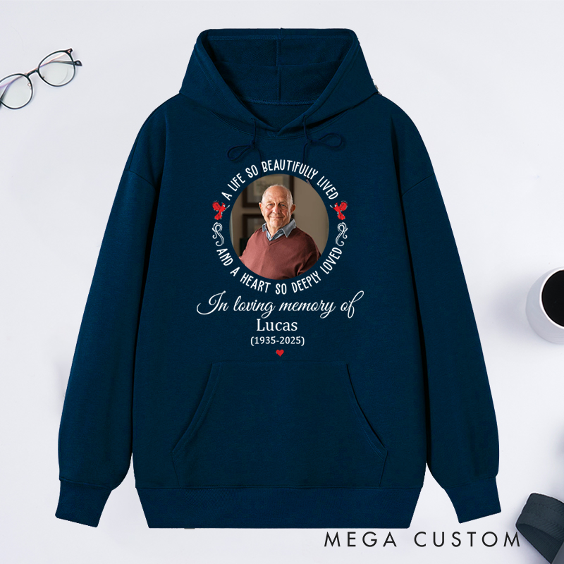 Personalized Memorial Photo Hoodie Custom Funeral Photo Hoodie Rest in Peace Memory Hoodie Remembrance Sweatshirt 