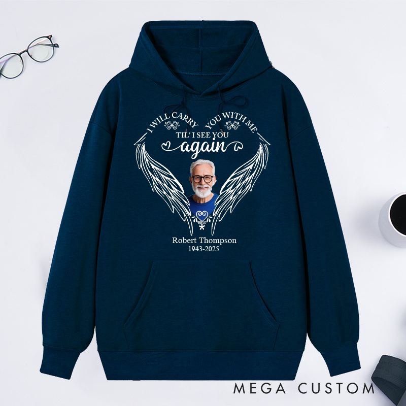 Personalized Memorial Photo Hoodie Remembrance Gift in Loving Memory Sweatshirt Sympathy Gift for Loss of Father Funeral Keepsake