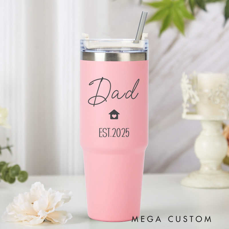 Personalised Engraved 30oz Stainless Steel Cup for Dad Custom Insulated Cup with Straw Laser Engraved Tumbler Housewarming Gift