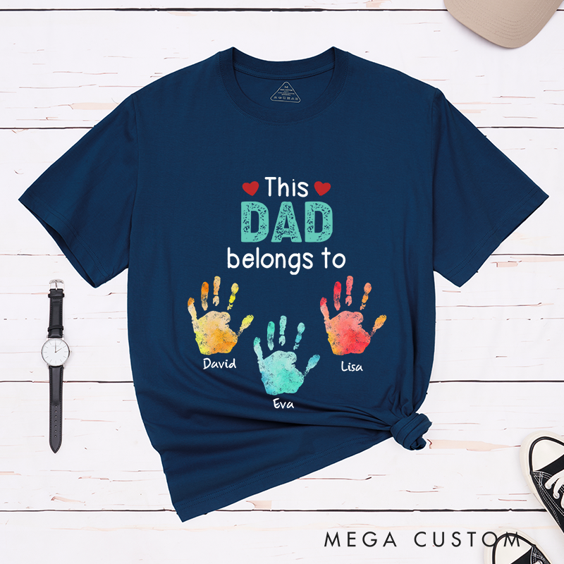 Personalized This Belongs to Theme Colorful Handprint Pattern Design Classic T-shirt
