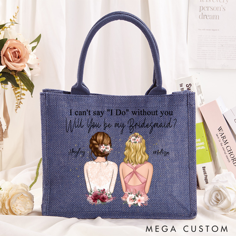 Personalized Will You Be My Bridesmaid Tote Bag Wedding Bride and Bridesmaid Tote Bag Burlap Tote Bag For Bridesmaid