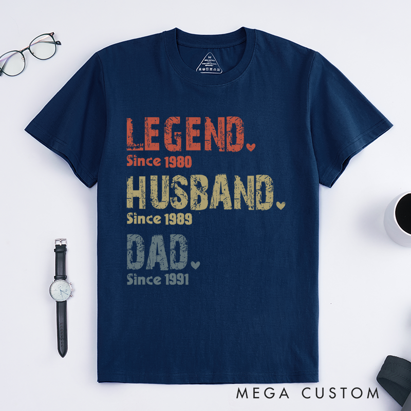 Personalized Legend Husband Dad and Papa Since Classic T-shirt Father's Day Birthday Gifts for Dad Grandpa