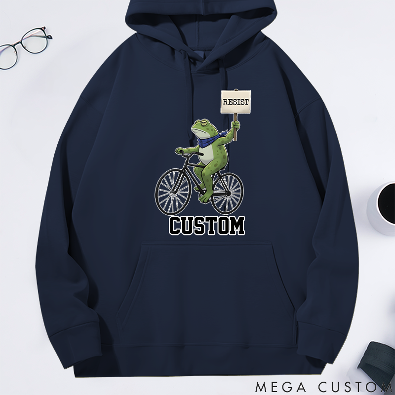 Personalized Classic Hoodie Portland Bicycle Frog Protest Design