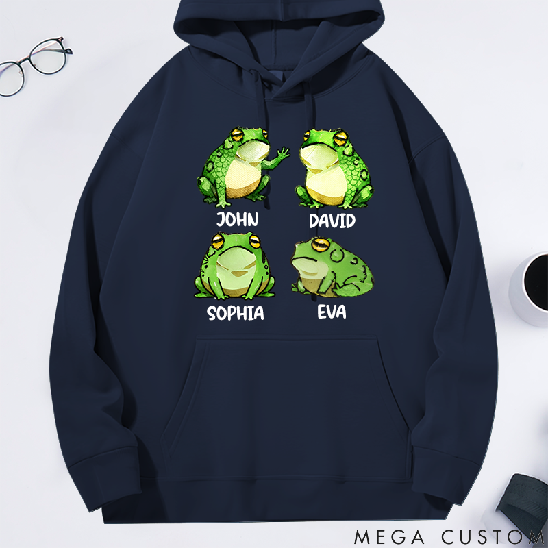 Personalized Classic Hoodie Fun Frog Family Pattern Design