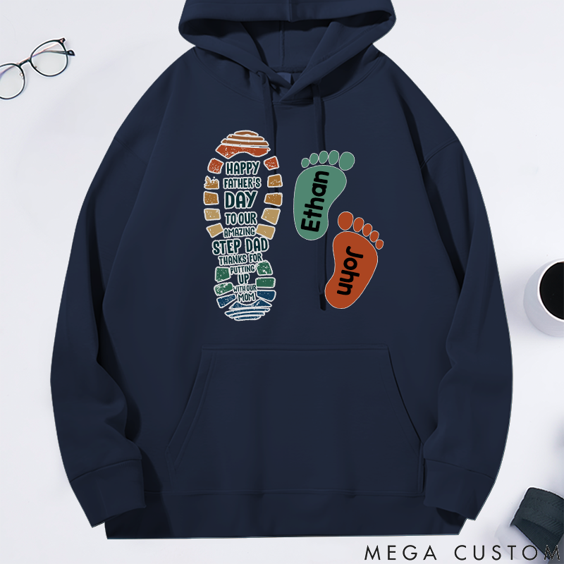 Personalized Family Hoodie Footprint Pattern Design Thank You for Tolerating Us