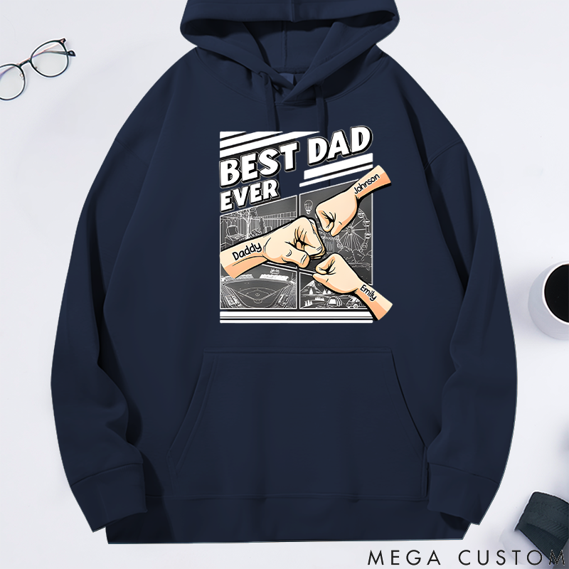Personalized Classic Hoodie Best Dad Ever Fist Bump Design