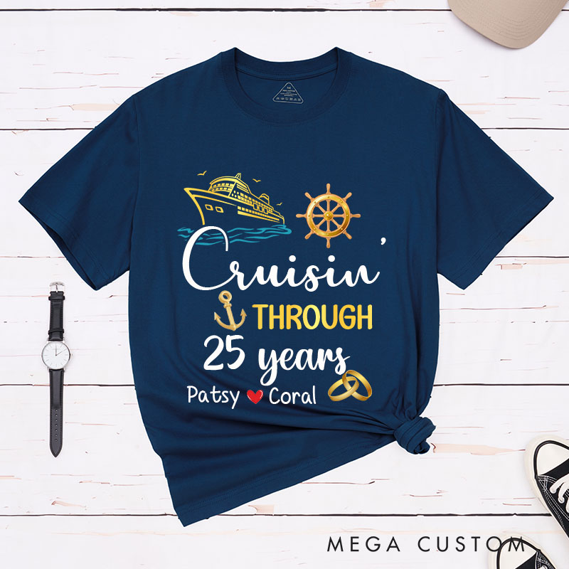Personalized 25th Anniversary T-Shirt 25 years Cruise Anniversary Shirts Couple Anniversary Gift T-Shirts for Husband Wife