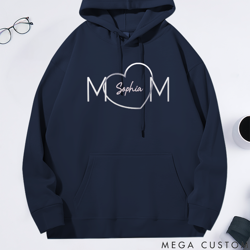 Personalized Classic Hoodie Love Mom Creative Heart Design