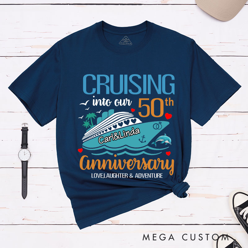 Personalized Couple 50th Anniversary T-Shirt Cruising into Our 50th Anniversary Shirts Cheers to 50 Years T-Shirts for Husband Wife