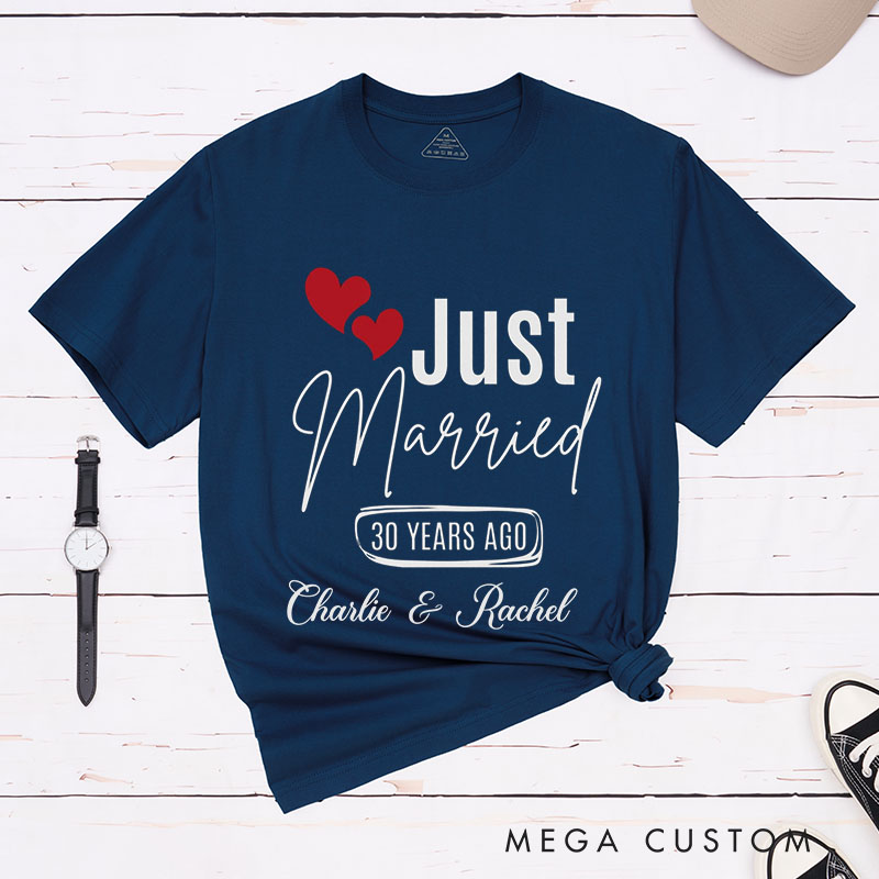 Personalized Couple 30th Anniversary T-Shirt Just Married 30 Years Ago T-Shirt Anniversary Gift Tees for Wife Husband 
