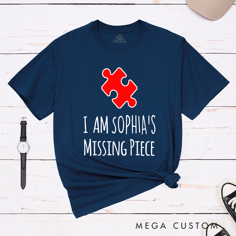 Personalized Couple I'm Her Missing Piece Matching T-Shirt Valentine's Day I'm His Missing Piece T-Shirt for Husband Wife Boyfriend Girlfriend Gift
