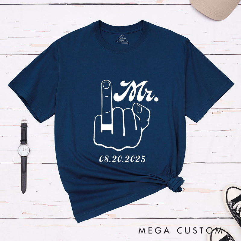 Personalized Funny Gesture Mr and Mrs Matching Wedding Couple Classic T-Shirt