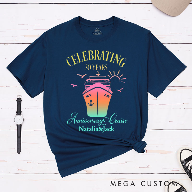 Personalized Couple 30th Cruise Anniversary T-Shirt Celebrating 30 Years Anniversary Cruise Shirt Wife Husband Anniversary Tees