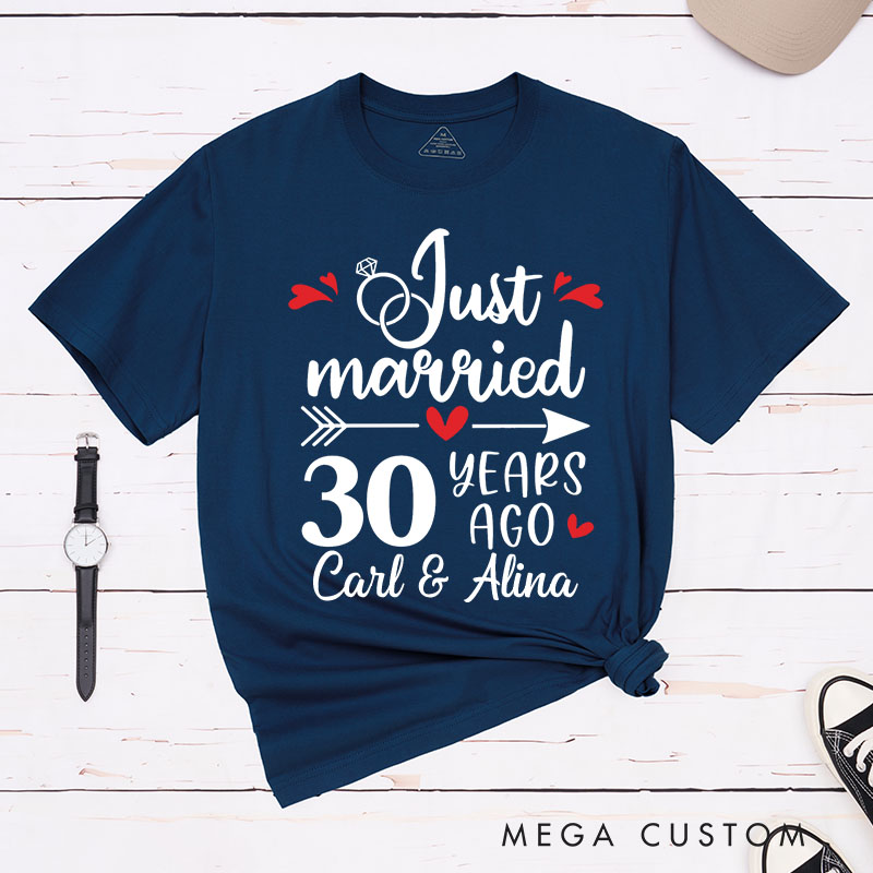 Personalized Couple 30th Cruise Anniversary T-Shirt Just Married 30 Years Ago Anniversary Romantic Wife Husband Anniversary Tees