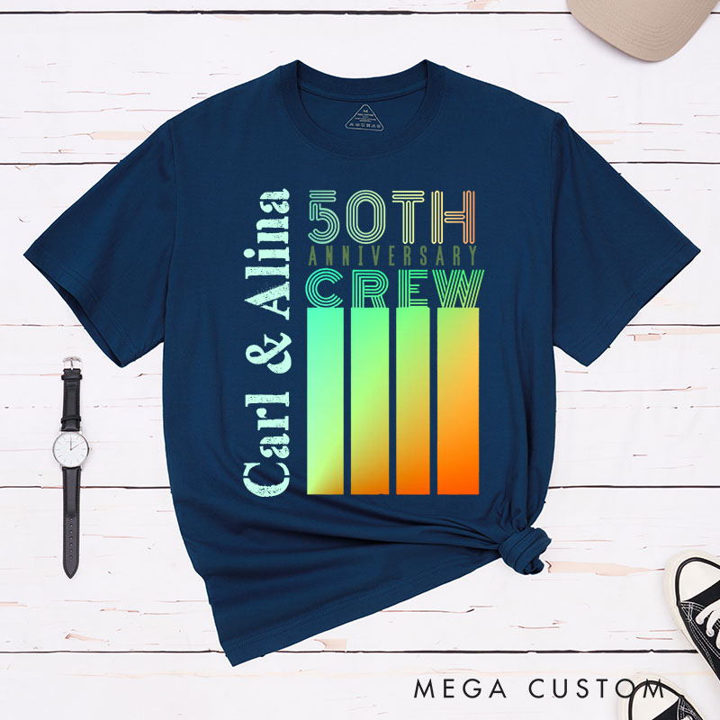 Personalized Couple 30th Cruise Anniversary Crew T-Shirt Modern Celebration Anniversary Shirt Couple T-Shirts for Husband Wife