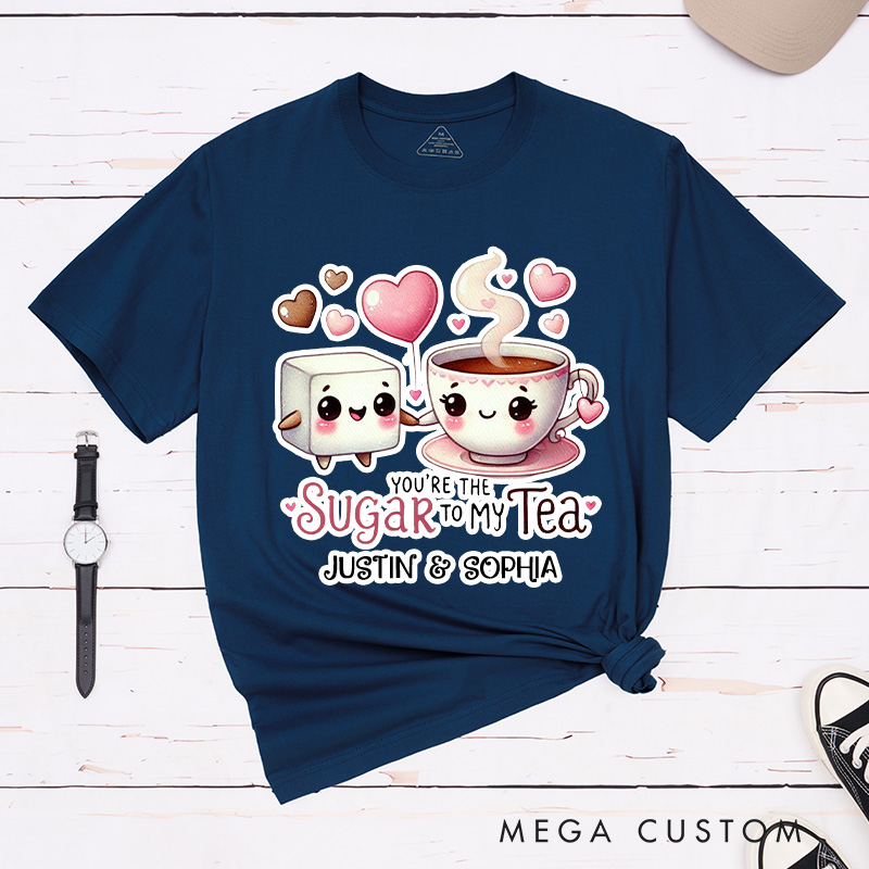 Personalized Couple You're the Sugar to My Tea Matching T-Shirt Valentine's Day T-Shirt for Husband Wife Boyfriend Girlfriend Gift for Hubby Wifey