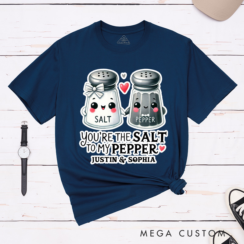 Personalized Couple You're the Salt to My Pepper Matching T-Shirt Valentine's Day T-Shirt for Husband Wife Boyfriend Girlfriend Gift for Hubby Wifey