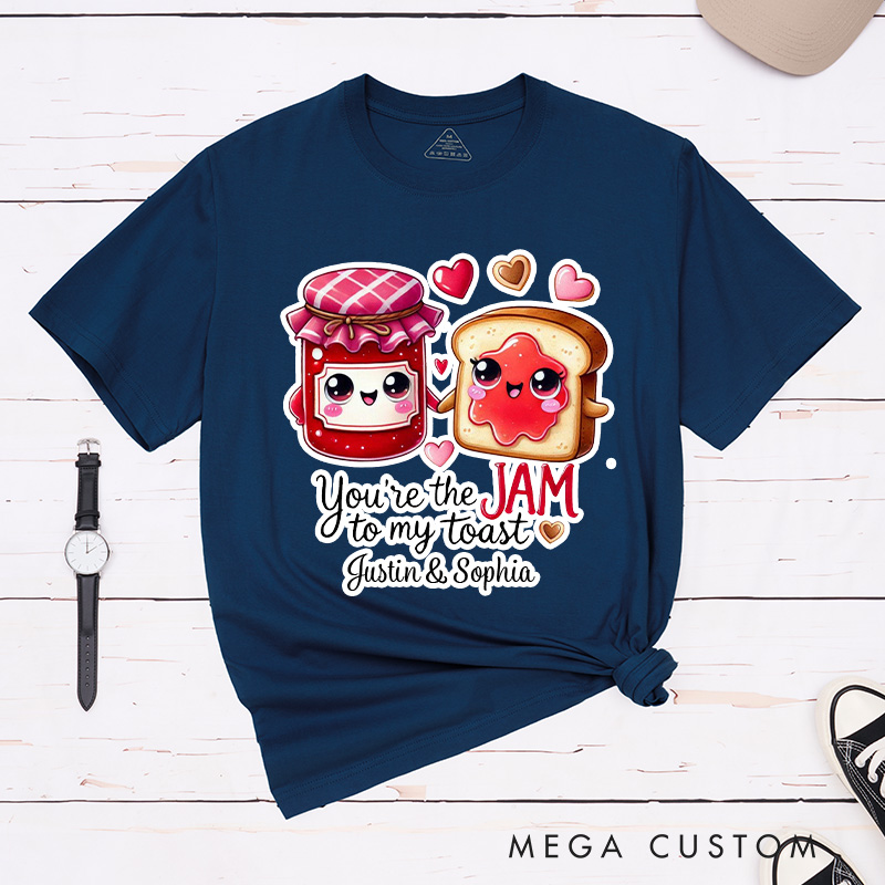 Personalized Couple You're the Jam to My Toast Matching T-Shirt Valentine's Day T-Shirt for Husband Wife Boyfriend Girlfriend Gift for Hubby Wifey