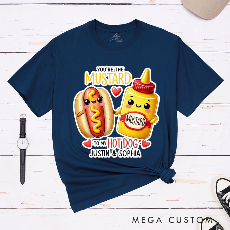 Personalized Couple You're the Mustard to My Hot Dog Matching T-Shirt Valentine's Day T-Shirt for Husband Wife Boyfriend Girlfriend Gift