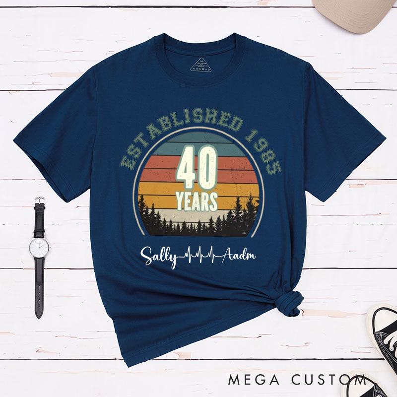 Personalized Couple 40th Anniversary T-Shirt Established 1985 40th Years Anniversary Shirts Couple Anniversary T-Shirts for Wife Husband