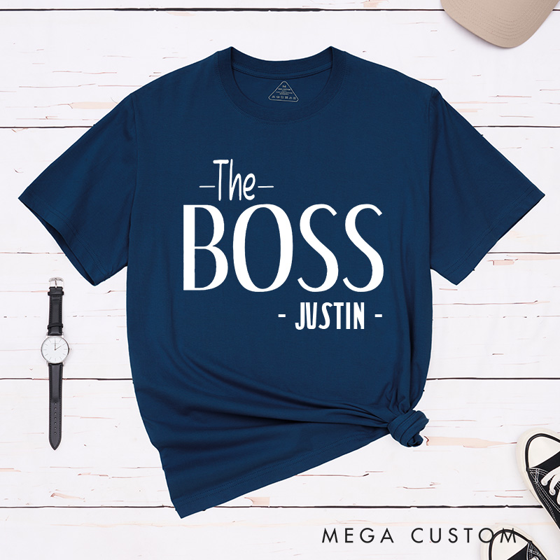 Personalized Couple The Boss and The Real Boss Matching T-Shirt Valentine's Day T-Shirt for Husband Wife Boyfriend Girlfriend Gift for Hubby Wifey