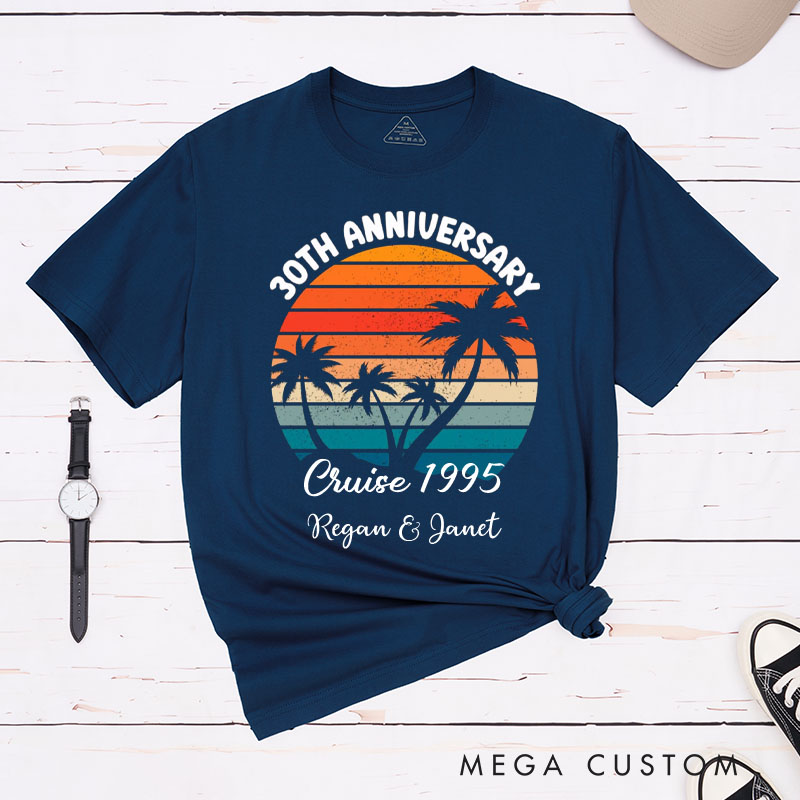 Personalized Couple 30th Anniversary T-Shirt 30th Anniversary Cruise Tropical Celebration Anniversary Shirt Couple Gift Tee for Husband Wife 