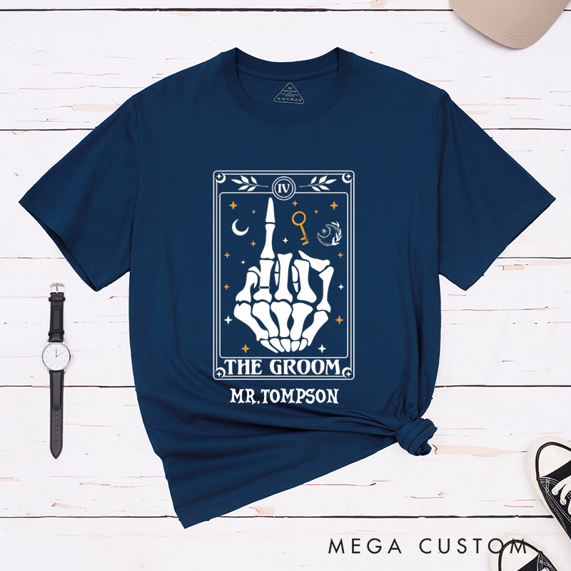 Personalized Tarot Card Skeleton Funny Gesture Bride and Groom Wedding Couple Classic T-Shirt