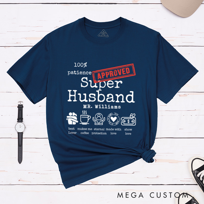 Personalized Fun Approved Super Wife and Super Husband Matching Wedding Couple Classic T-Shirt