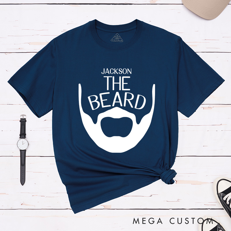 Personalized Couple The Beard and Beauty Matching T-Shirt with Name Valentine's Day T-Shirt for Husband Wife Boyfriend Girlfriend Gift