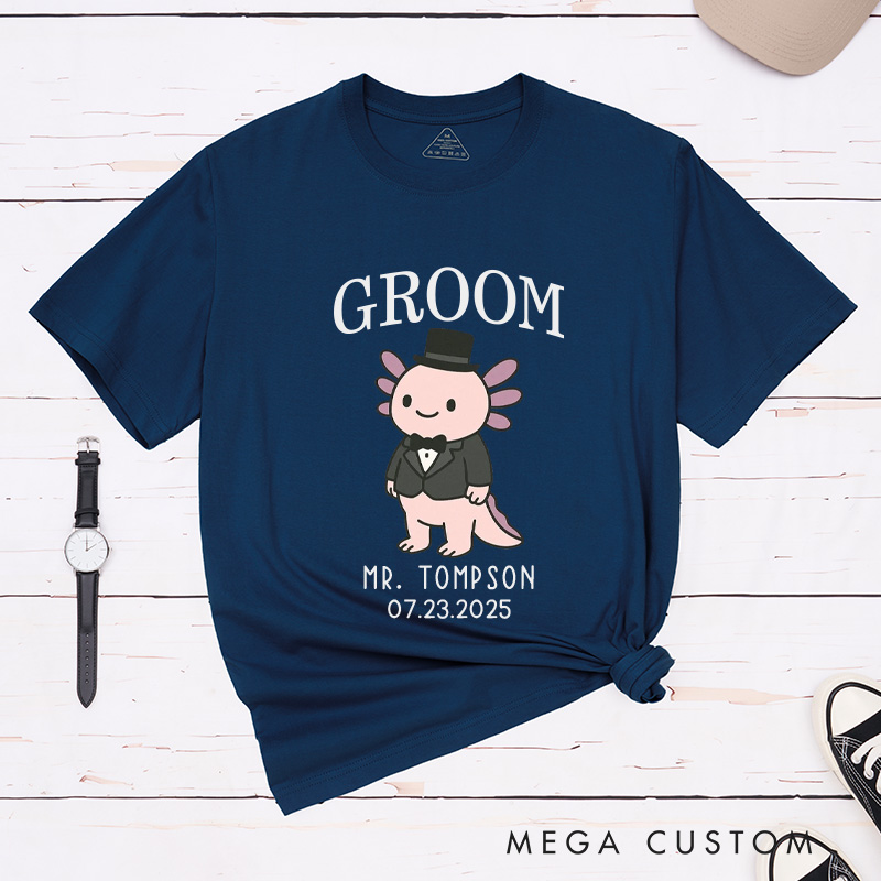 Personalized Cute Bride and Groom Axolotl Wedding Couple Classic T-Shirt