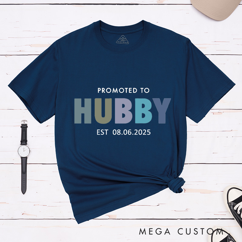 Personalized Playful Promoted to Hubby and Wifey Matching Wedding Couple Classic T-Shirt