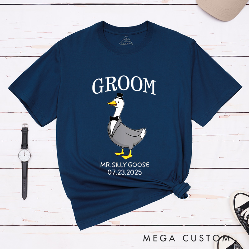 Personalized Bride and Groom Silly Goose Mr and Mrs Matching Wedding Couple Classic T-Shirt