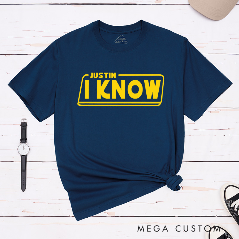 Personalized Couple Iconic I Love You and I Know Matching T-Shirt with Name Valentine's Day T-Shirt for Husband Wife Boyfriend Girlfriend Gift