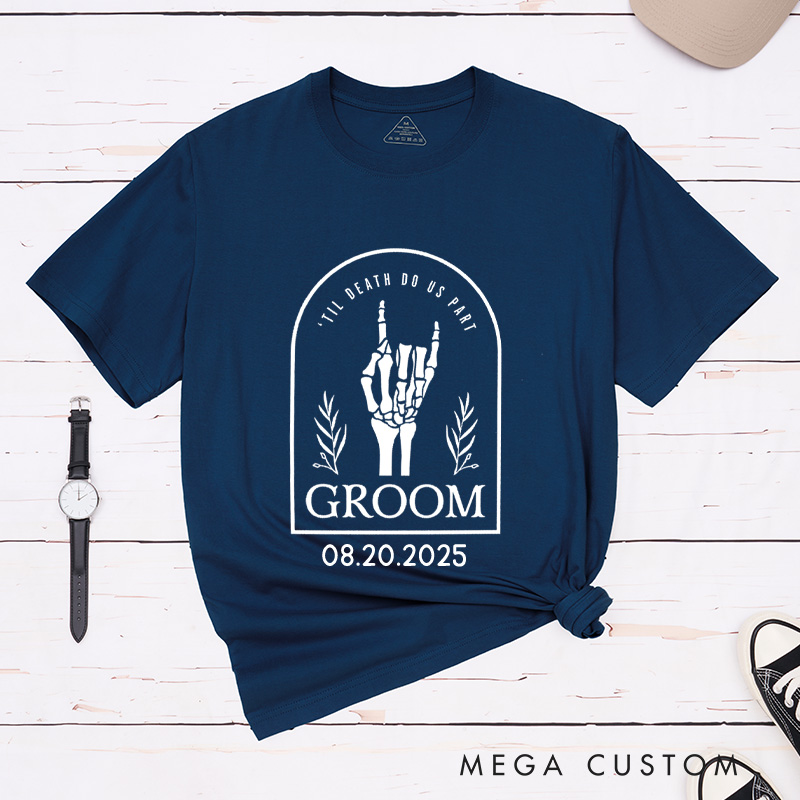 Personalized Skeleton Hand Gestures Garden Bride and Groom Matching Wedding Couple Classic T-Shirt