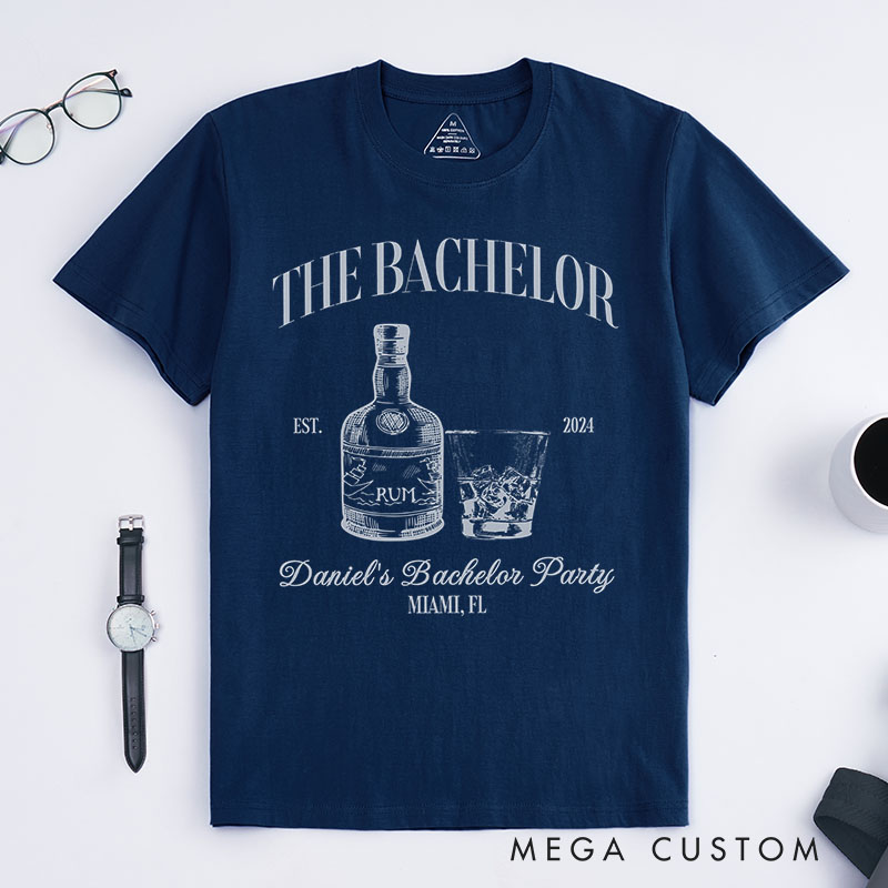 Personalized Groomsman Bachelor T-Shirt Rum-Themed Bachelor Party Groom Wedding Party Shirt Best Man Gift Shirt for Men