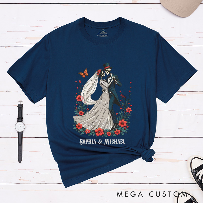 Personalized Romatic Dancing Skeleton Matching Wedding Couple Classic T-Shirt