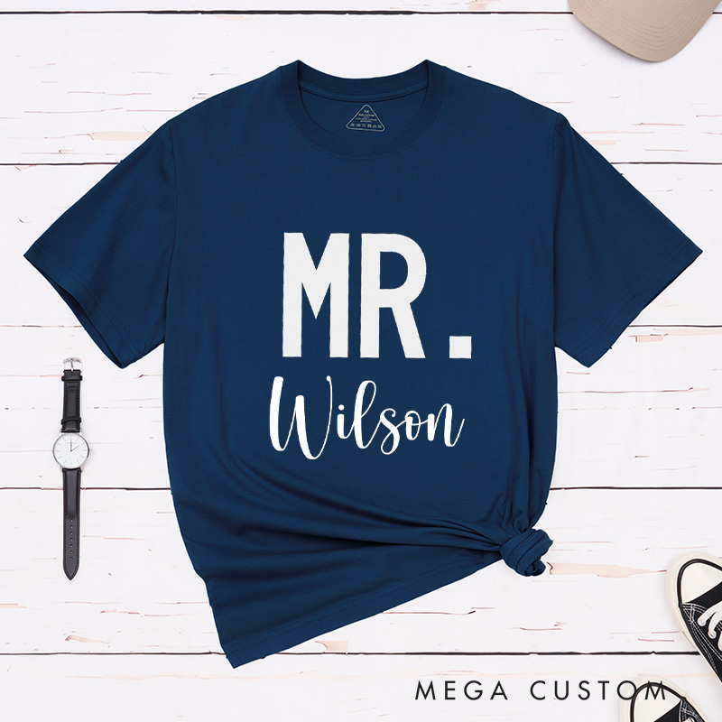Personalized Modern Mr and Future Mrs Engagement Couple Classic T-Shirt