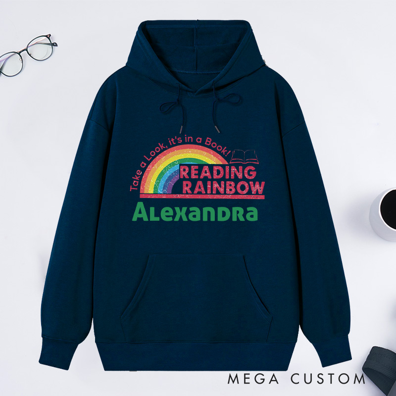 Personalized Reading Rainbow Classic Hoodies Book Lover Hoodies Reading Hoodies Librarian Gift Book Lover Gift For Reader Gift