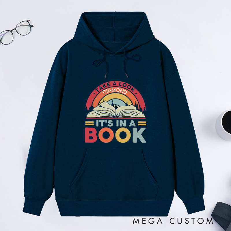 Personalized Reading Rainbow Classic Hoodies Custom Book Lover Hoodies with Name Take a Look It’s in a Book Hoodies Librarian Gift Reader Gift